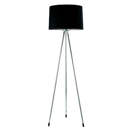 Homeroots Minimalist Silver Metal Floor Lamp with Black Shade 431785